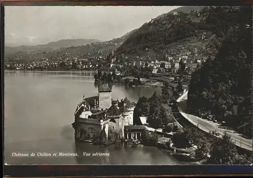 Chillon Chateau de Chillon Lac Leman Montreux vue aerienne Kat. Montreux