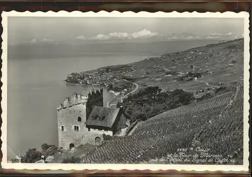 Cully VD La Tour de Marsens vus de l Hotel du Signal de Chexbres Genfer See Kat. Cully