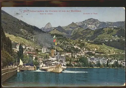 Clarens VD Debarcadere Montreux Dent de Jaman Rochers de Nayo Lac Leman Schiff Kat. Clarens