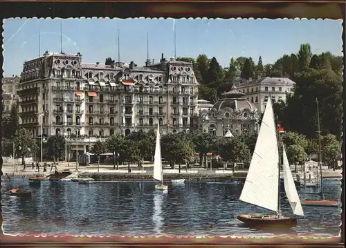 Ouchy Beau Rivage Palace Lac Leman Segelboot Kat. Lausanne