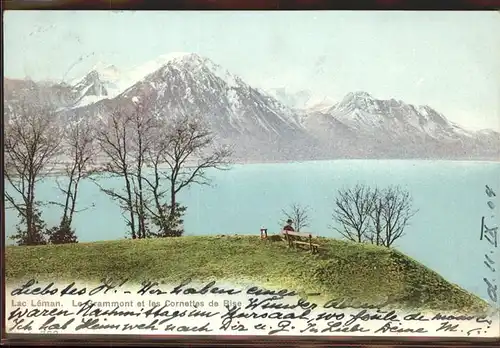 kk09187 Lac Leman Genfersee Le Grammont et les Cornettes de Bise Kategorie. Genf Alte Ansichtskarten