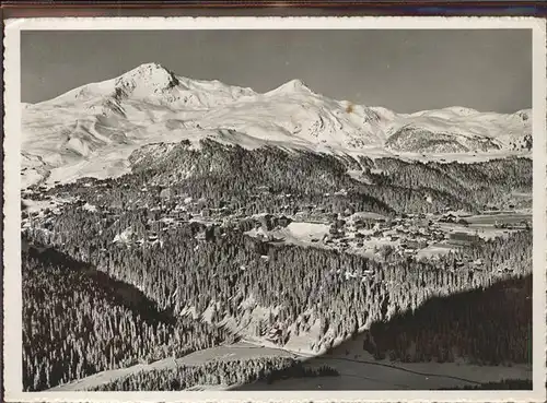 Arosa GR Gesamtansicht mit Weisshorn Brunegghorn Tschuggen Kat. Arosa