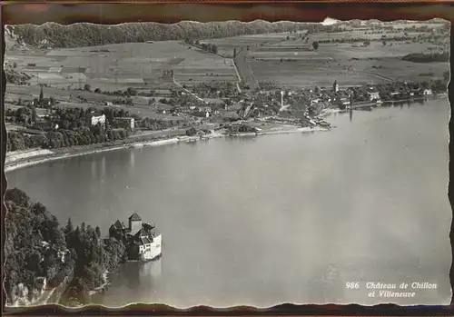 Chillon Chateau de Chillon Lac Leman Villeneuve vue aerienne Kat. Montreux