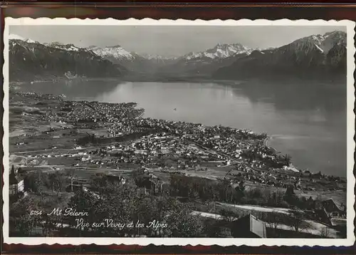 Vevey VD Vue sur la ville et les Alpes Lac Leman Mt Pelerin Kat. Vevey