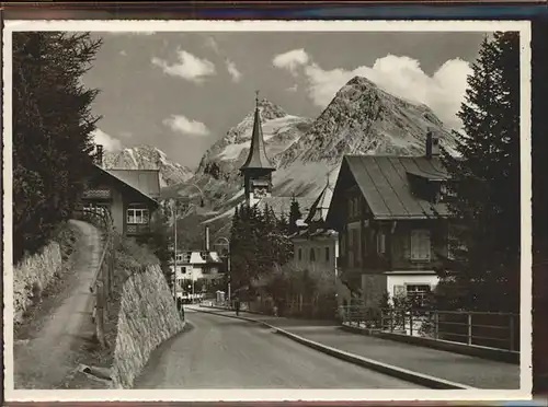 Arosa GR Strassenpartie Dorfkirche Graubuenden Kat. Arosa