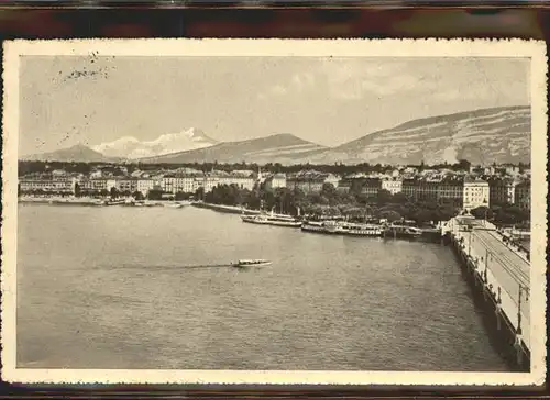 Geneve GE Jardin Anglais et Pont du Mont Blanc Lac Leman bateau Kat. Geneve