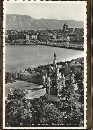 Geneve GE Monument Brunswick et ville Lac Leman eglise Kat. Geneve