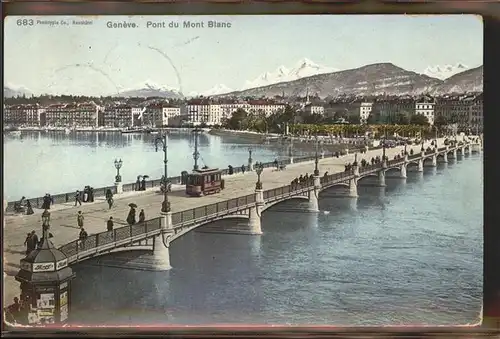 Geneve GE Pont du Mont Blanc Lac Leman Strassenbahn Kat. Geneve