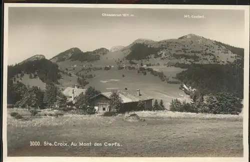 Ste Croix VD Panorama au Mont des Cerfs Chasseron et Mont Cochet   Waadtlaender Jura  / Ste-Croix /Bz. Grandson