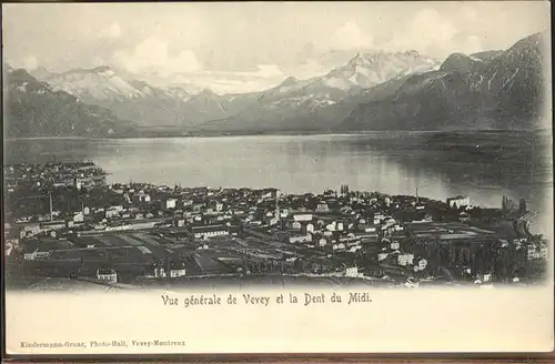 Vevey VD Vue generale Lac Leman et les Alpes Vaudoises Dents du Midi Kat. Vevey