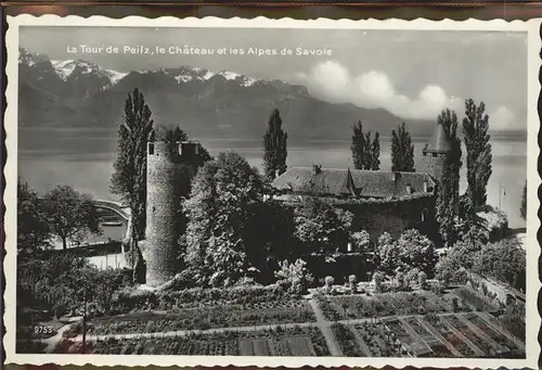 La Tour de Peilz Chateau et les Alpes de Savoie Lac Leman Kat. La Tour de Peilz