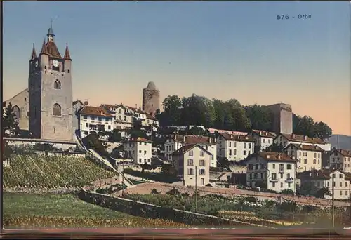 Orbe Teilansicht Kirche Befestigungsturm Kat. Orbe