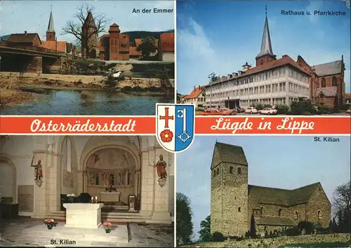 pw20127 Luegde Wappen Rathaus S. Kilian Emmer Pfarrkirche Kategorie. Luegde Alte Ansichtskarten
