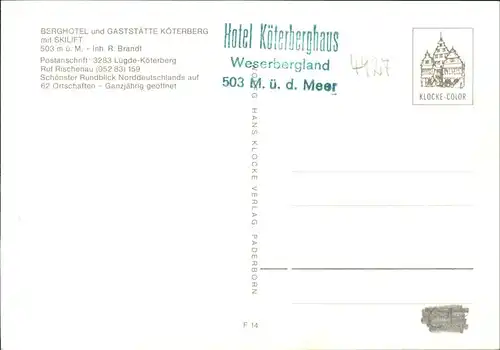 pw20129 Luegde Berghotel Gaststaette Koeterberg Kategorie. Luegde Alte Ansichtskarten