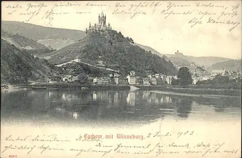 Cochem Mosel Blick auf Cochem mit Winneburg Kat. Cochem