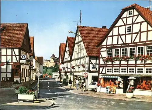 Waldeck Edersee Mittelalterliche Fachwerkhaeuser mit Schloss Kat. Edertal