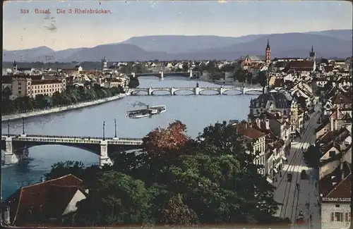 Basel BS Die 3 Rheinbruecken Kat. Basel