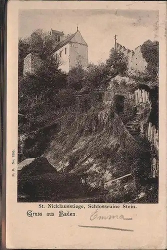 Baden AG St. Nicklausstiege Schlossruine Stein Kat. Baden