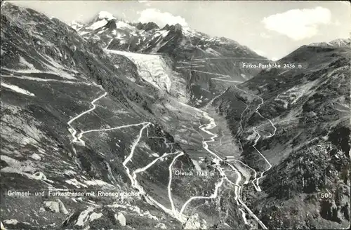 kk07484 Rhonegletscher Glacier du Rhone Grimsel- und Furkastrasse Kategorie. Rhone Alte Ansichtskarten