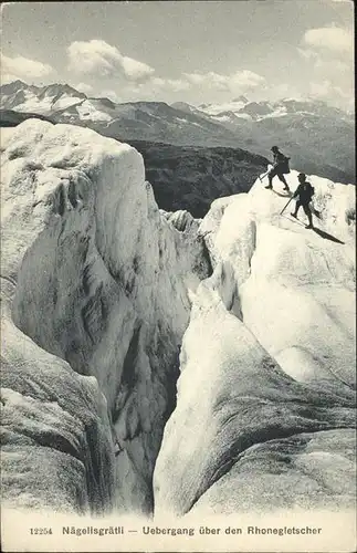 kk07945 Rhonegletscher Glacier du Rhone Naegelisgraetli Bergsteiger Kategorie. Rhone Alte Ansichtskarten