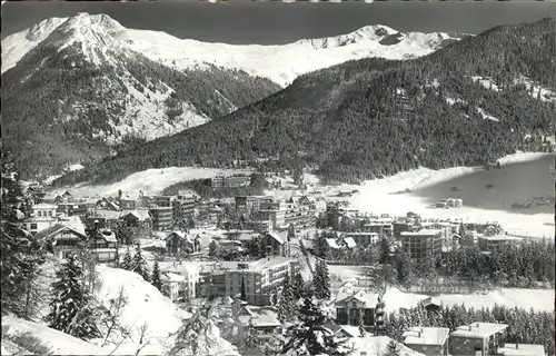 kk09263 Davos GR Englisch Viertel gegen Seehorn und Pischahorn Kategorie. Davos Alte Ansichtskarten