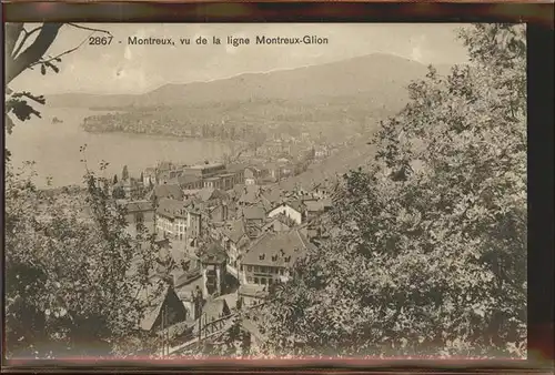 Montreux VD Vu de la ligne Montreux Glion Lac Leman / Montreux /Bz. Vevey