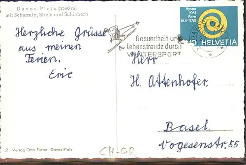 kk09398 Davos GR Davos Platz mit Schatzalp Schiahorn und Strela Graubuenden Kategorie. Davos Alte Ansichtskarten