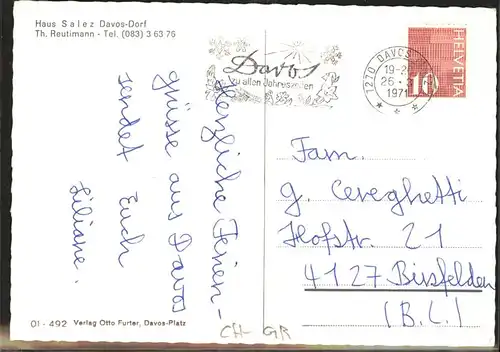 kk09425 Davos GR Haus Salez Davos Dorf Graubuenden See Kategorie. Davos Alte Ansichtskarten