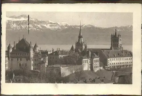 Lausanne VD Le Chateau La Cathedrale et les Alpes / Lausanne /Bz. Lausanne City