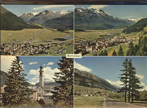 Samedan Panorama und Detailansichten Kirche Kat. Samedan