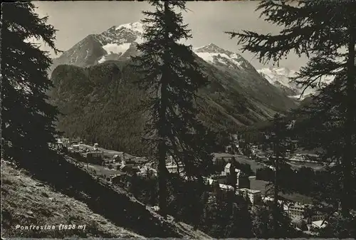 Pontresina Blick auf Pontresina und Piz Palue Kat. Pontresina