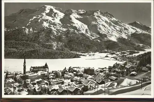 St Moritz GR St Moritz Dorf und Bad mit Piz Rosatsch und Piz Corvatsch Kat. St Moritz