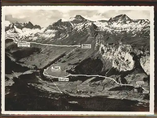 Flims Dorf Routenplan Hoehenwege Kat. Flims Dorf