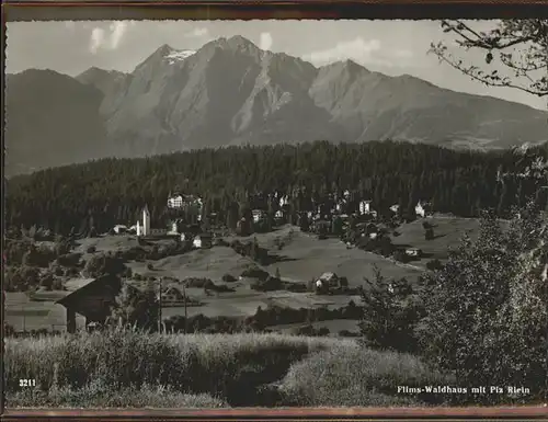 Flims Waldhaus Ortsansicht mit Piz Riein Kat. Flims Waldhaus