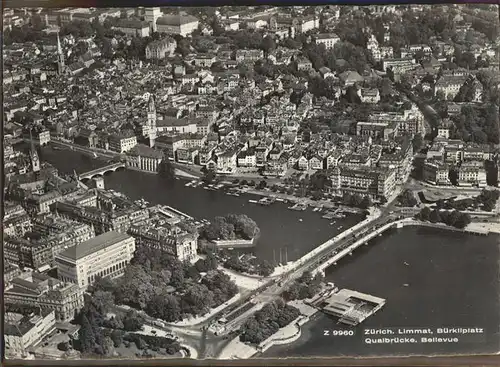 Zuerich Limmat Buerkliplatz Qualbruecke Bellevue / Zuerich /Bz. Zuerich City