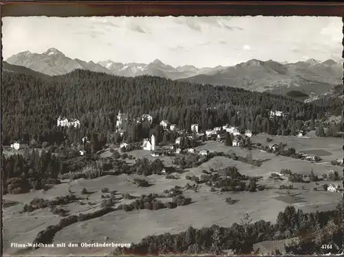 Flims Waldhaus mit den Oberlaenderbergen Kat. Flims Waldhaus