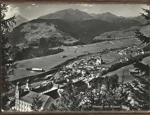 Disentis GR Blick auf Kloster und Ort Kat. Disentis