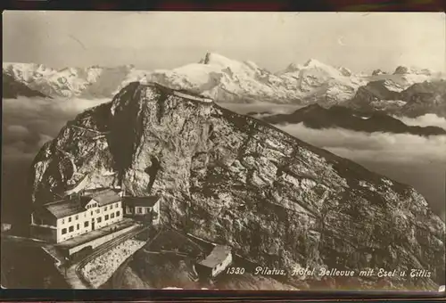 Luzern LU Pilatus Hotel Bellevue mit Esel und Titlis Luzerner Voralpen Kat. Luzern