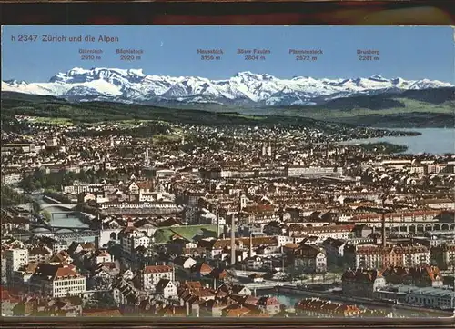Zuerich Zuerich und die Alpen Zuerichsee Limmat / Zuerich /Bz. Zuerich City