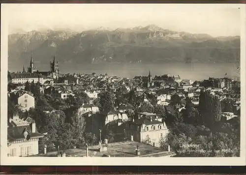 Lausanne VD Vue generale et les Alpes Cathedrale Lac Leman / Lausanne /Bz. Lausanne City