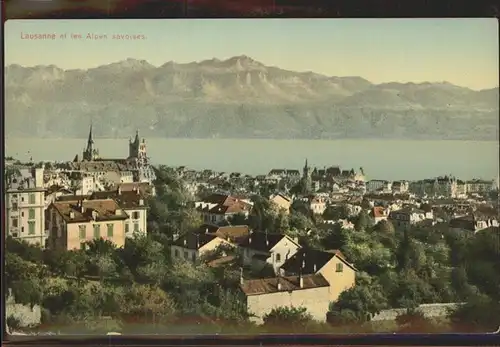 Lausanne VD Chateau Cathedrale et les Alpes de Savoie Lac Leman / Lausanne /Bz. Lausanne City