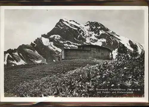 Braunwald GL Ortstockhaus mit Vorder und Hinterortstock Glarner Alpen Kat. Braunwald