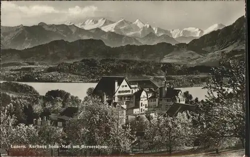 Luzern LU Kurhaus Sonn Matt mit Berneralpen Vierwaldstaettersee Kat. Luzern