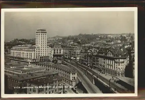 Lausanne VD Le Grand Pont et la Tour Bel Air / Lausanne /Bz. Lausanne City