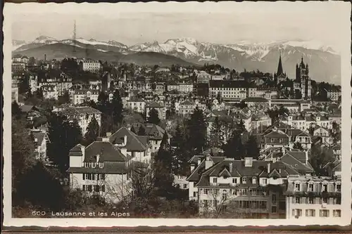 Lausanne VD Vue partielle et les Alpes de Savoie Cathedrale / Lausanne /Bz. Lausanne City