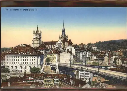 Lausanne VD Pont Bessieres et la Cathedrale / Lausanne /Bz. Lausanne City