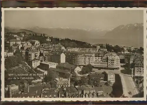 Lausanne VD Vue partielle Lac Leman et les Alpes de Savoie / Lausanne /Bz. Lausanne City