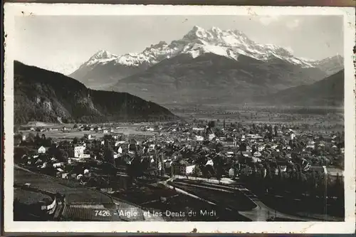 Aigle VD Panorama et les Dents du Midi Kat. Aigle