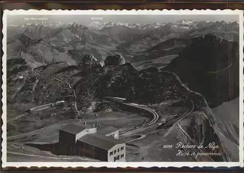 Montreux VD Rochers de Naye Hotel et panorama Berner Alpen / Montreux /Bz. Vevey