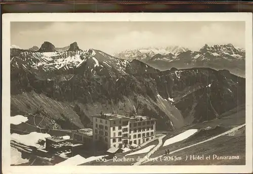 Montreux VD Rochers de Naye Hotel et panorama Berner Alpen / Montreux /Bz. Vevey